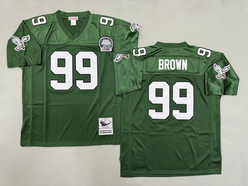 Men 2025 Philadelphia Eagles #99 Brown green Throwback Limited NFL Jersey style 001